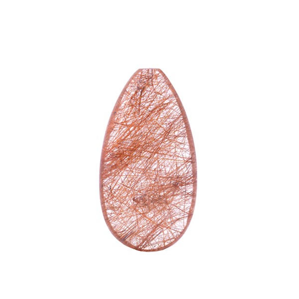 Rutilquarz, rote Nadeln, Linse, Birnenform, 36x19 mm