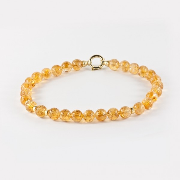 Collier, Citrin, Kugeln, glatt, 14 mm, Länge ca. 45cm