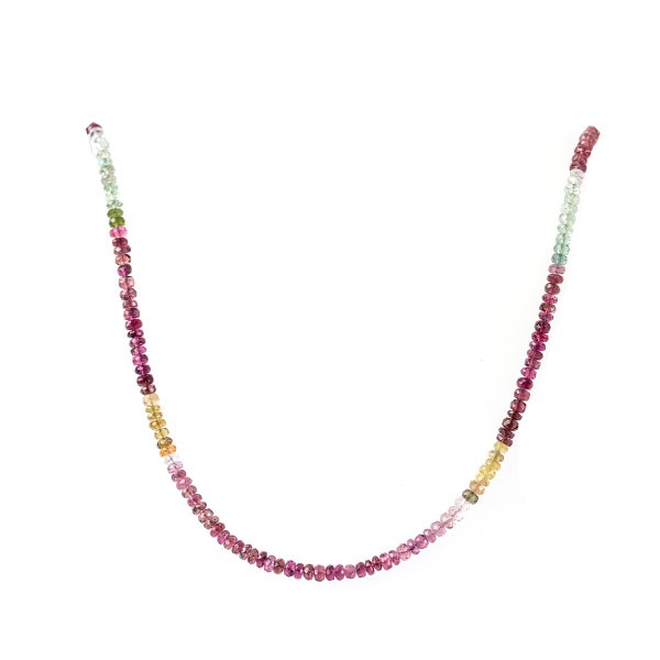 Tourmaline, strand, multicolor, graduated, rondelle bead, faceted, Ø 4 mm