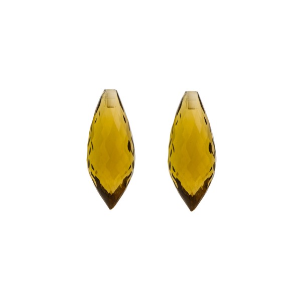 Champagne quartz, champagne, pointed teardrop, faceted, 20 x 8 mm