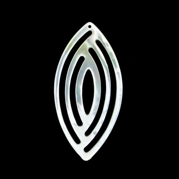 Perlmutt, weiß, Ornament, navette, 40x20 mm