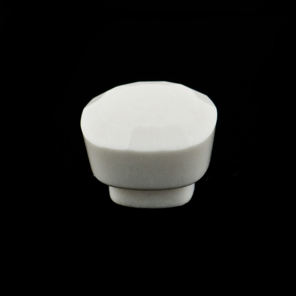 Cacholong, weiß, Knopf, facettiert, antik, 12x12mm