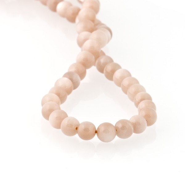 Mondstein, Strang, beige, Kugeln, glatt, 8mm