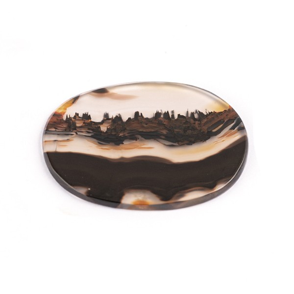 Landschafts-Achat, gefärbt, schwarz-weiß, oval, 34 x 24 mm
