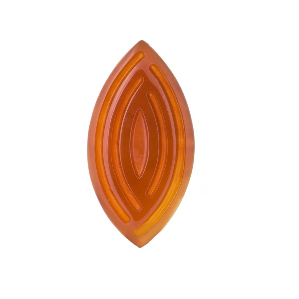 Agate, red, engraved, ornament, navette, 25x13 mm