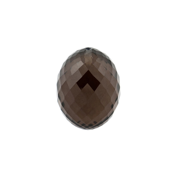 Smoky quartz, dark brown, olive shape, faceted, 12 x 9 mm