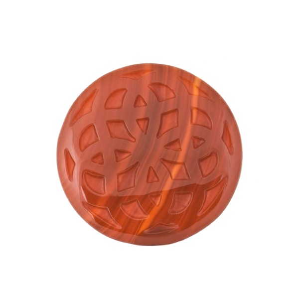 Achat, rot, graviert, Ornament, rund, 35 mm
