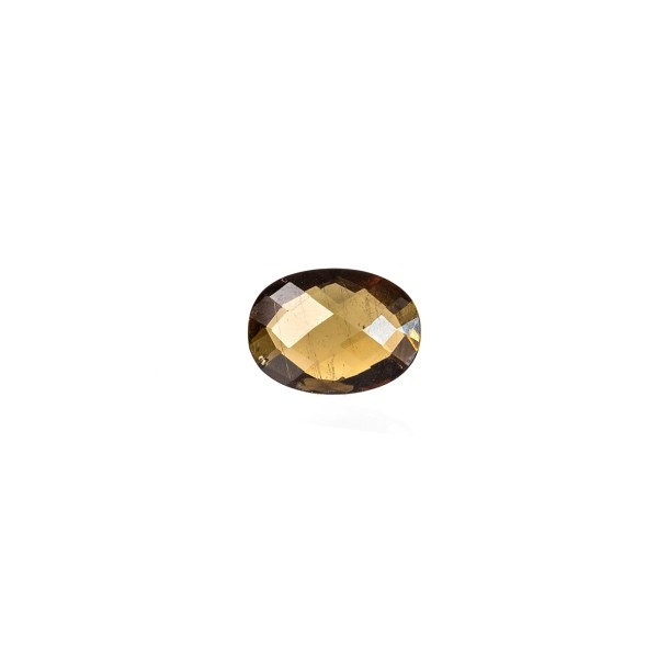 Tourmaline, brown, faceted briolette, oval, 13x10mm
