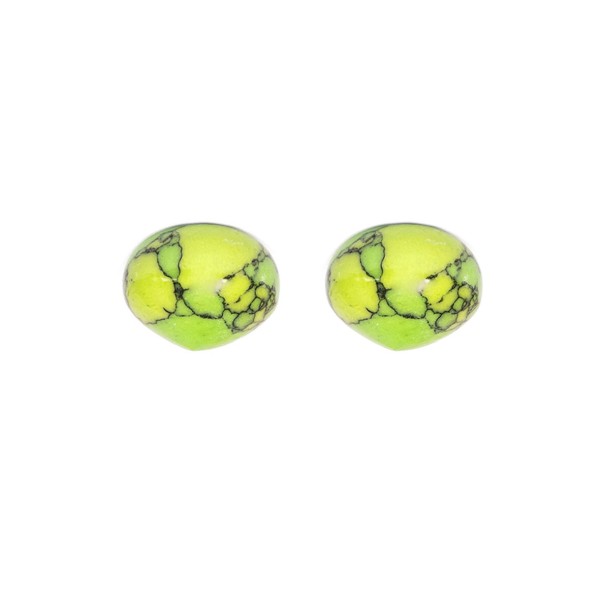 Turquoise (reconstructed), with matrix, green, smooth teardrop, onion shape, 11x9mm