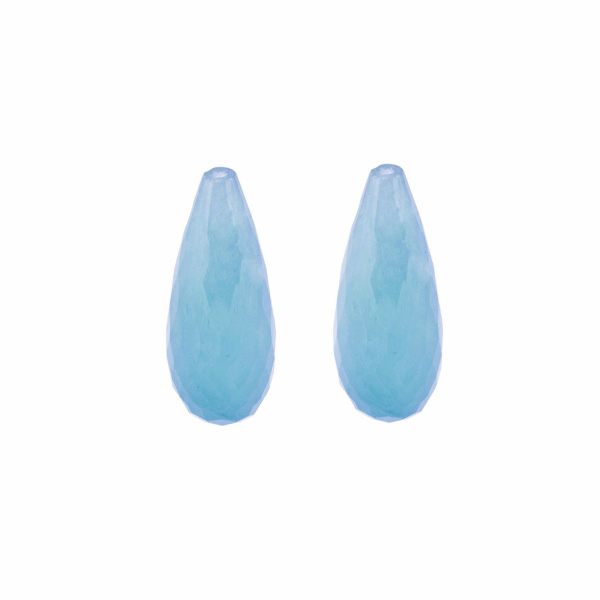 Jade, gefärbt, blau, Pampel, facettiert, 22 x 10 mm