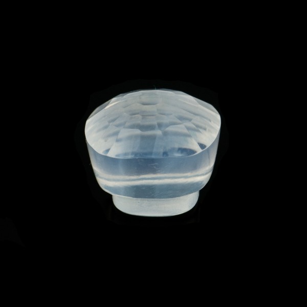 Moon quartz, white, button, faceted, antique shape, 11 x 11 mm