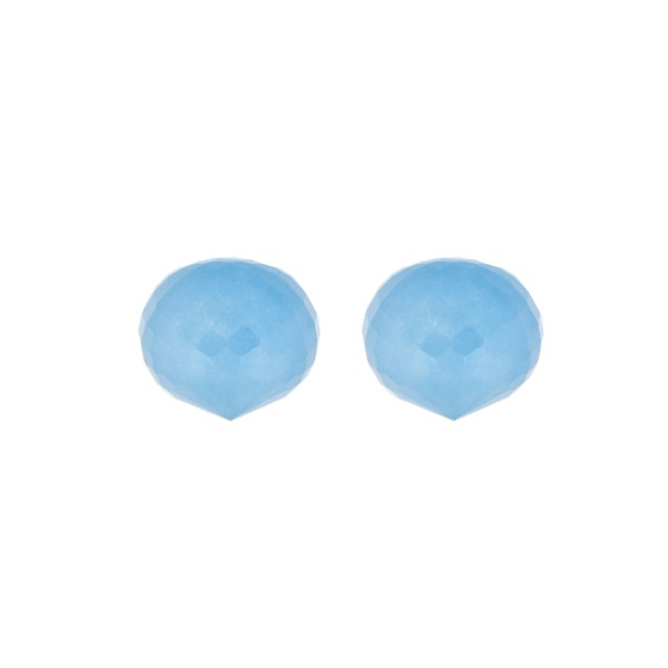 Jade, gefärbt, blau, Pampel, facettiert, Zwiebelform, 13x11mm