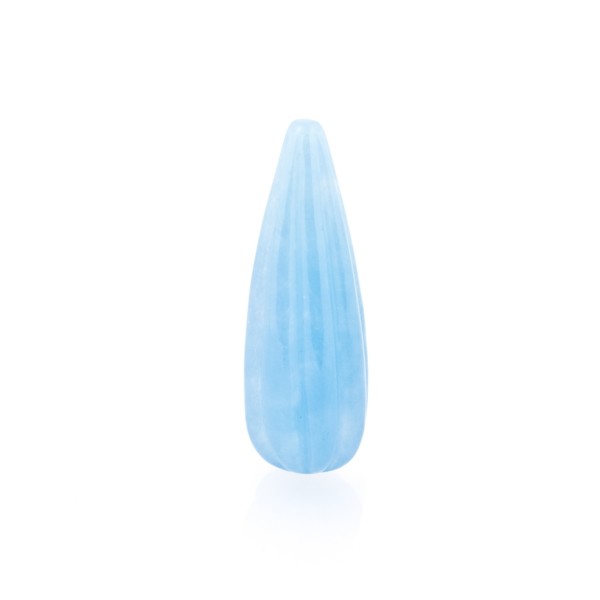 Jade, gefärbt, blau, Pampel, gerieft, 30 x 12 mm