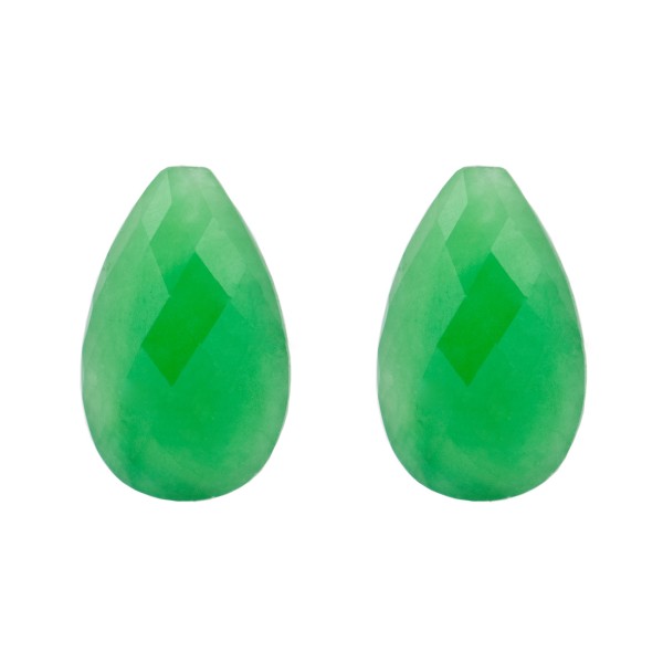 Jade, gefärbt, grün, Briolett, facettiert, Birnenform, 24 x 15 mm