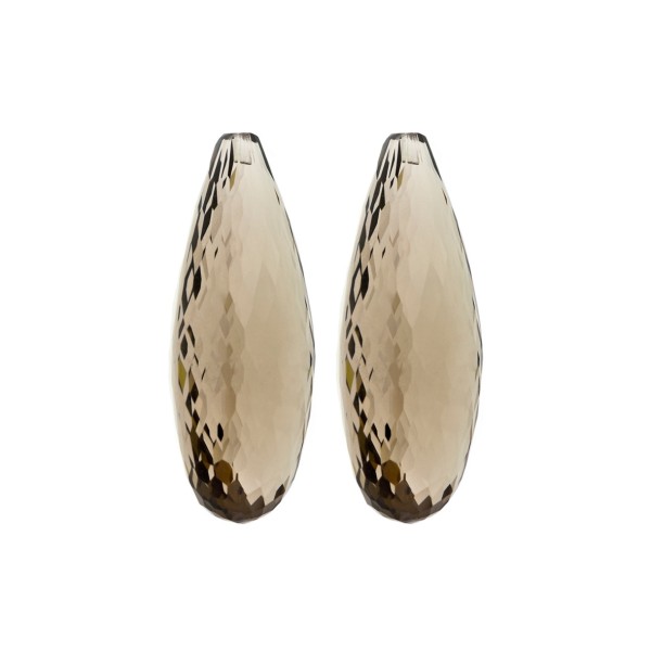 Smoky quartz, medium brown, faceted teardrop (harlequine), 30 x 12 x 10 mm