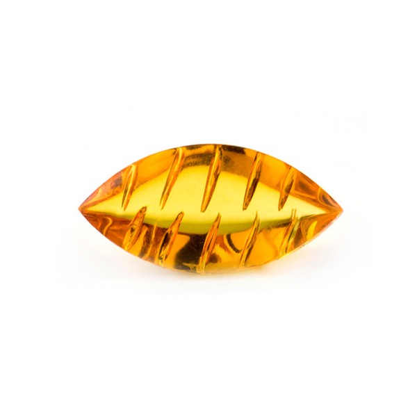 Bernstein (natur), goldfarben, Navette, Buff Top, fancy, gerieft, oval, 30x12 mm