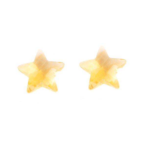 Citrine, golden color, briolette, faceted, star, 9.5 mm