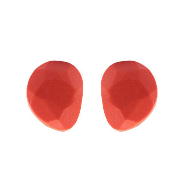 Coral, reconstructed, orange, briolette, faceted, fancy, 17x13 mm