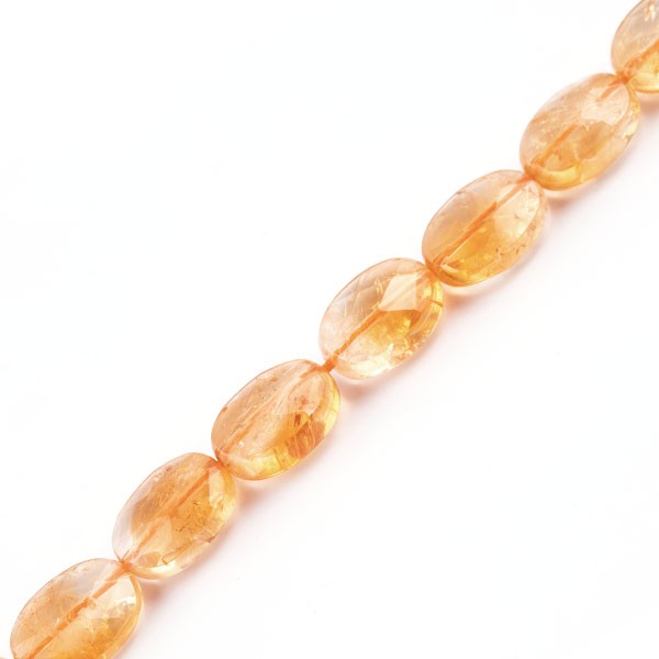Citrine, strand, golden color, lense, oval, faceted, 16x12 mm