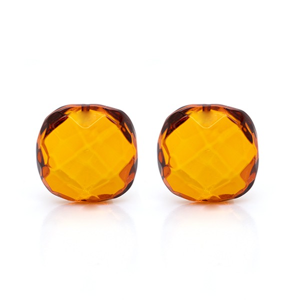 Amber, nature, cognac-colored, briolette, faceted, antique, 13x13 mm