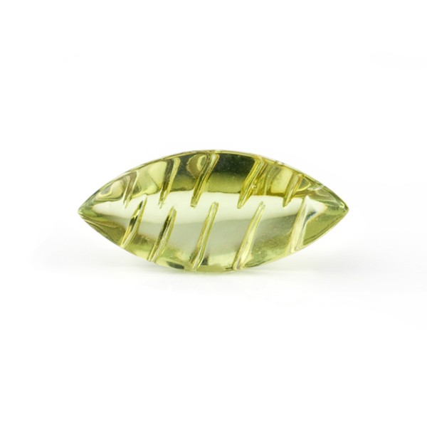 Bernstein (natur), grün, Navette, Buff Top, fancy, gerieft, oval, 30x12 mm