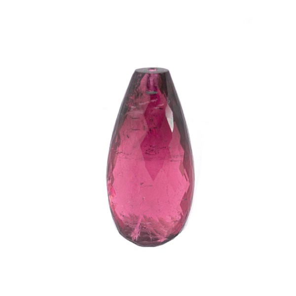 Rubellite, red, briolette, faceted, pear shape, 20x12 mm