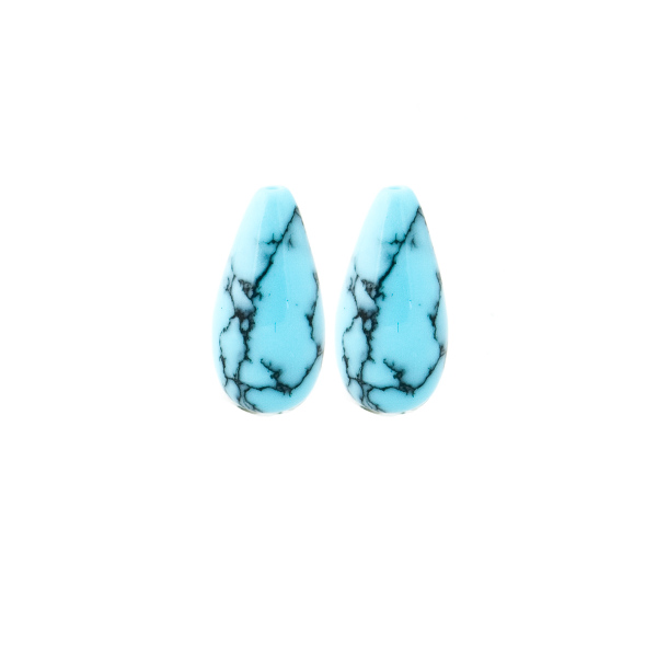 Turquoise (reconstructed, with matrix), blue, teardrop, smooth, 16 x 7.5 mm
