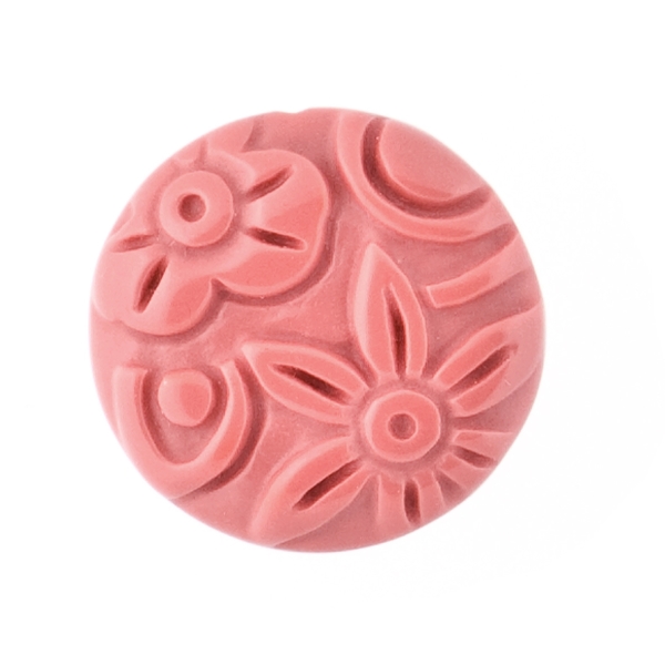 Coral, reconstructed, red, raised engraving, double-sided, round, 18 mm
