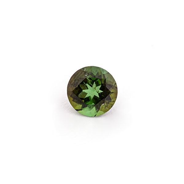 Tourmaline, green, faceted, round, 7 mm
