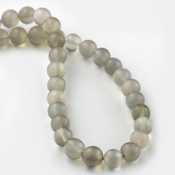 Mondstein, Collier, grau, Kugel, glatt, Ø 8mm