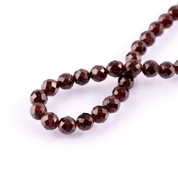 Granat, Strang, rot, Kugel, facettiert, A Qualität, Ø 8mm