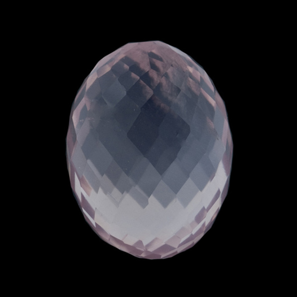Rose quartz, pink, olive shape, faceted, 21 x 15 mm