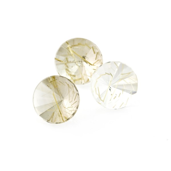 Rutilquarz, goldene Nadeln, Spiegelschliff, rund, 15mm