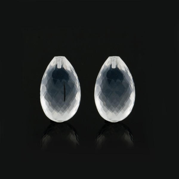 Bergkristall, transparent-farblos, Pampel, facettiert, Harlekin, 18x11mm