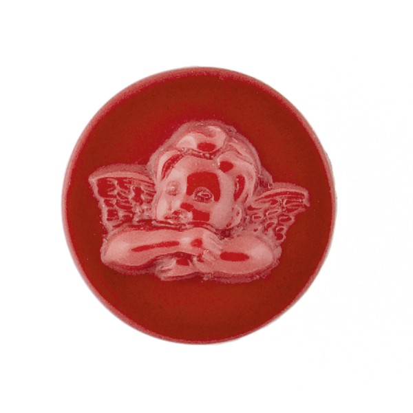 Coral, reconstructed, red, raised engraving, round, 18 mm