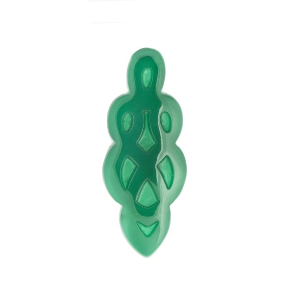 Achat, grün, graviert, Ornament, navette fancy, 30x12 mm