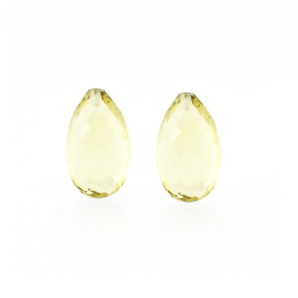 Lemon quartz, lemon, faceted teardrop (harlequine), 18x11mm