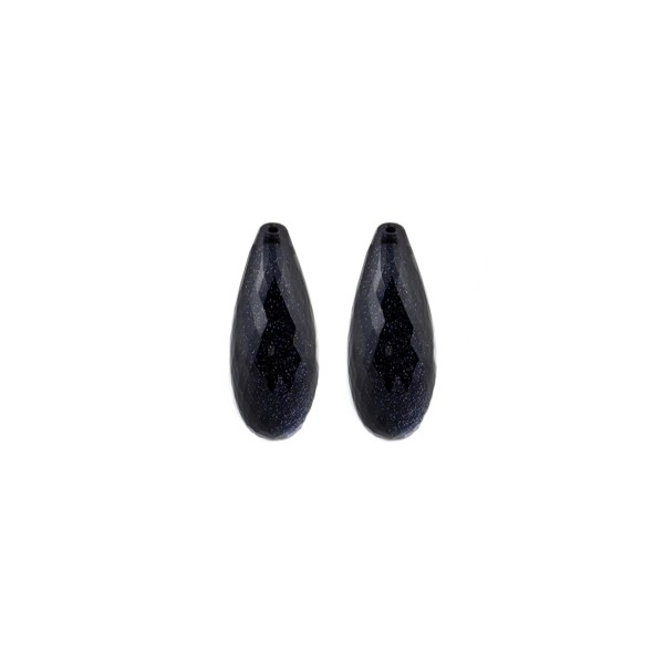 Goldstone blue, teardrop, faceted, 15 x 6 mm