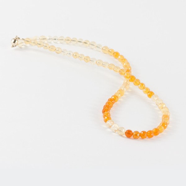 Collier, Feueropal, Kugeln, feinfacettiert, 4-6 mm, Farbverlauf, Länge ca. 45cm