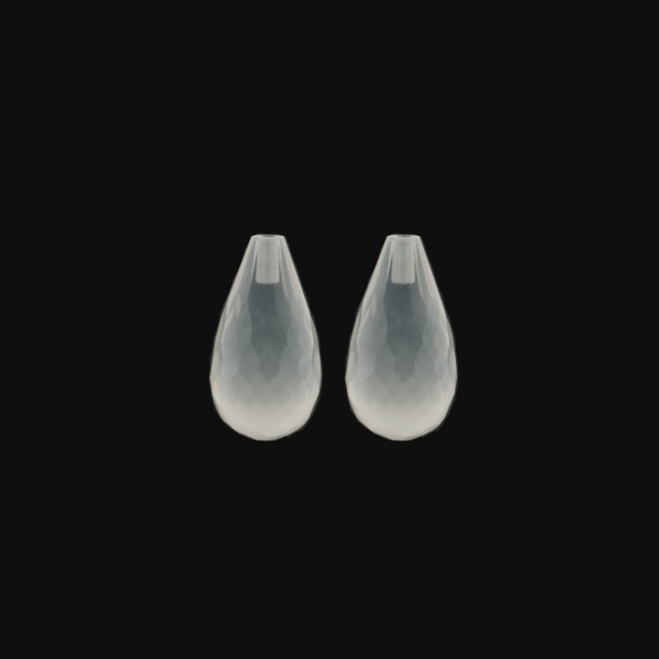Milky quartz, white, teardrop, faceted, 15 x 8 mm