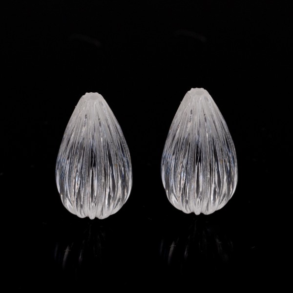 Bergkristall, transparent-farblos, Pampel, gerieft, 20x11mm