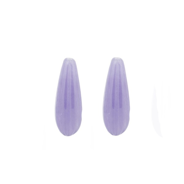 Jade, gefärbt, lavendel, Pampel, gerieft, 22 x 10 mm