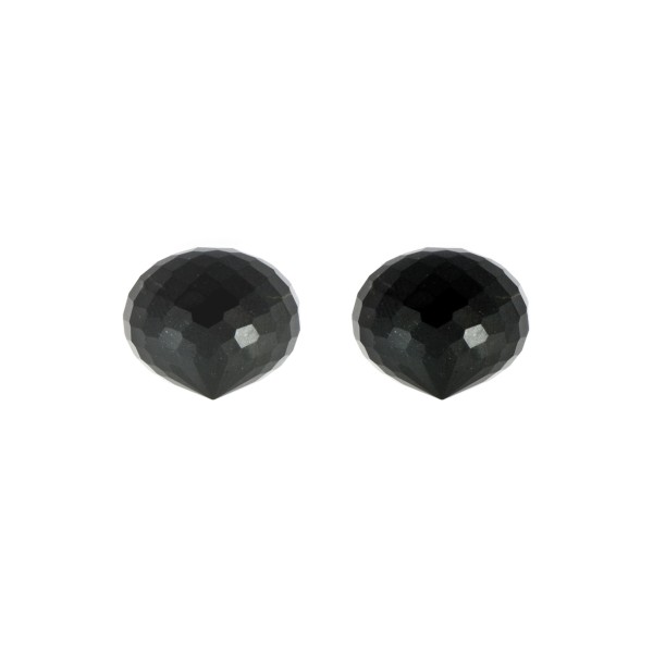 Jade, schwarz, Pampel, facettiert, Zwiebelform, 13x11mm