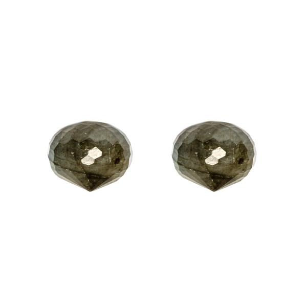 Labradorite, grey, faceted teardrop, onion shape, 11x9mm