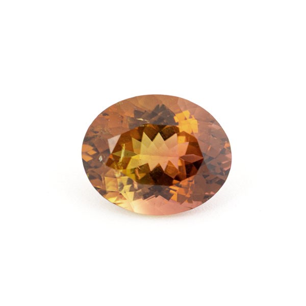 Turmalin, hellbraun, facettiert, bicolor, oval, 14.6x11.75 mm