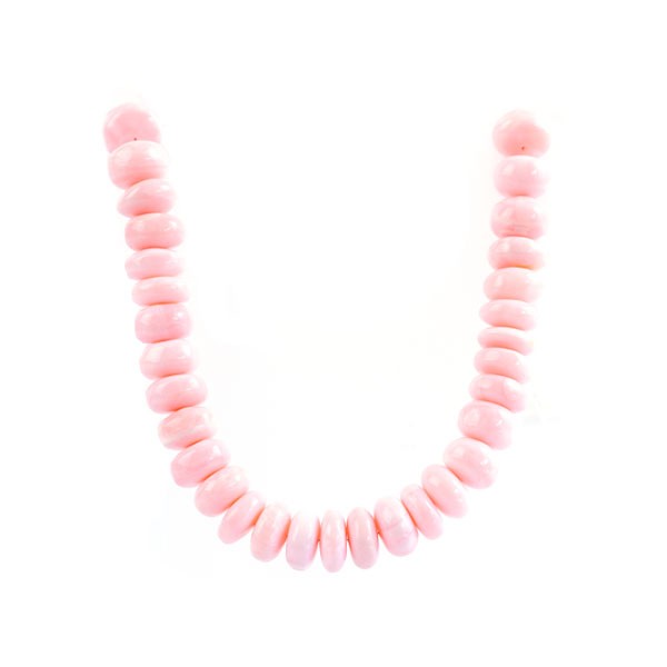 Pink opal, strand, pink, rondelle bead, smooth, Ø 15-16 mm