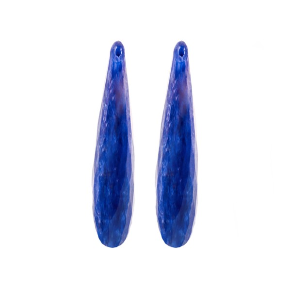 Lapis, blue, teardrop, faceted, 35 x 8 mm