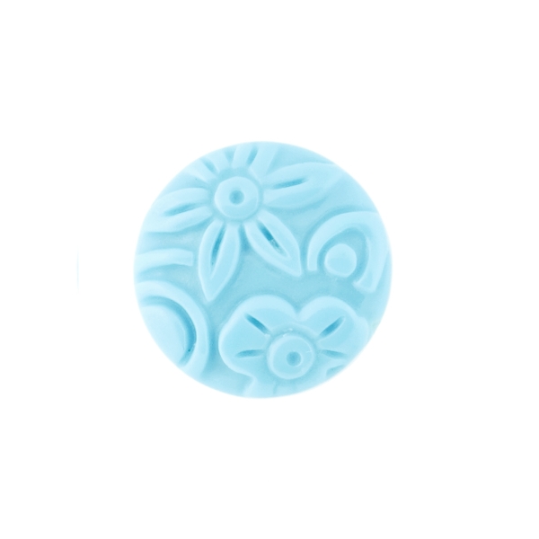 Turqoise (reconstructed), turquoise, raised engraving, double-sided, round, 12 mm