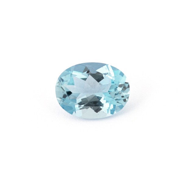Aquamarine, blue, oval, faceted, 10x8 mm