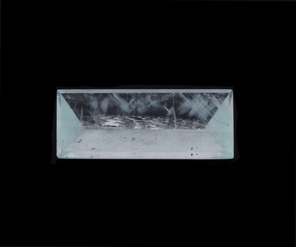 Aquamarine, blue, faceted, mirror cut, rectangle, 39x15.8mm